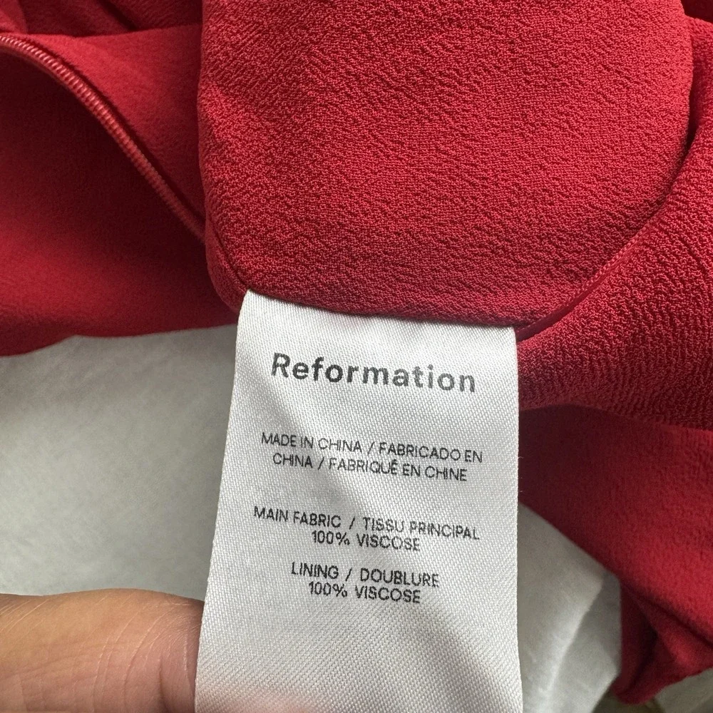 Reformations Dress Red Women 10 Butterfly Cherry Milkmaid Babydoll Maxi Romantic